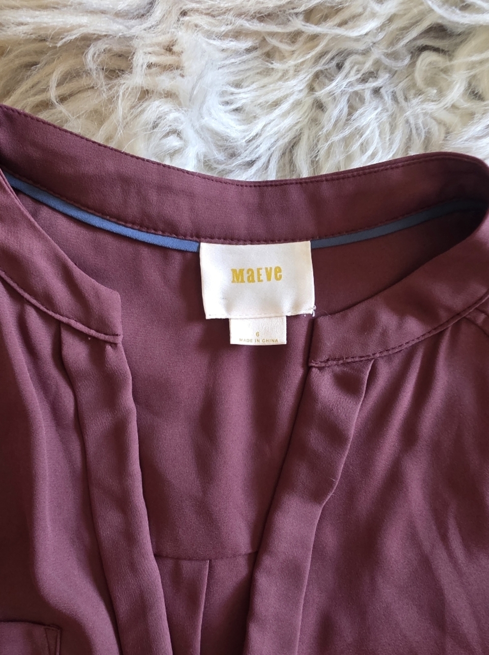 Maeve Mauve V-Neck Long Sleeve Pocket Blouse - Picture 2 of 5
